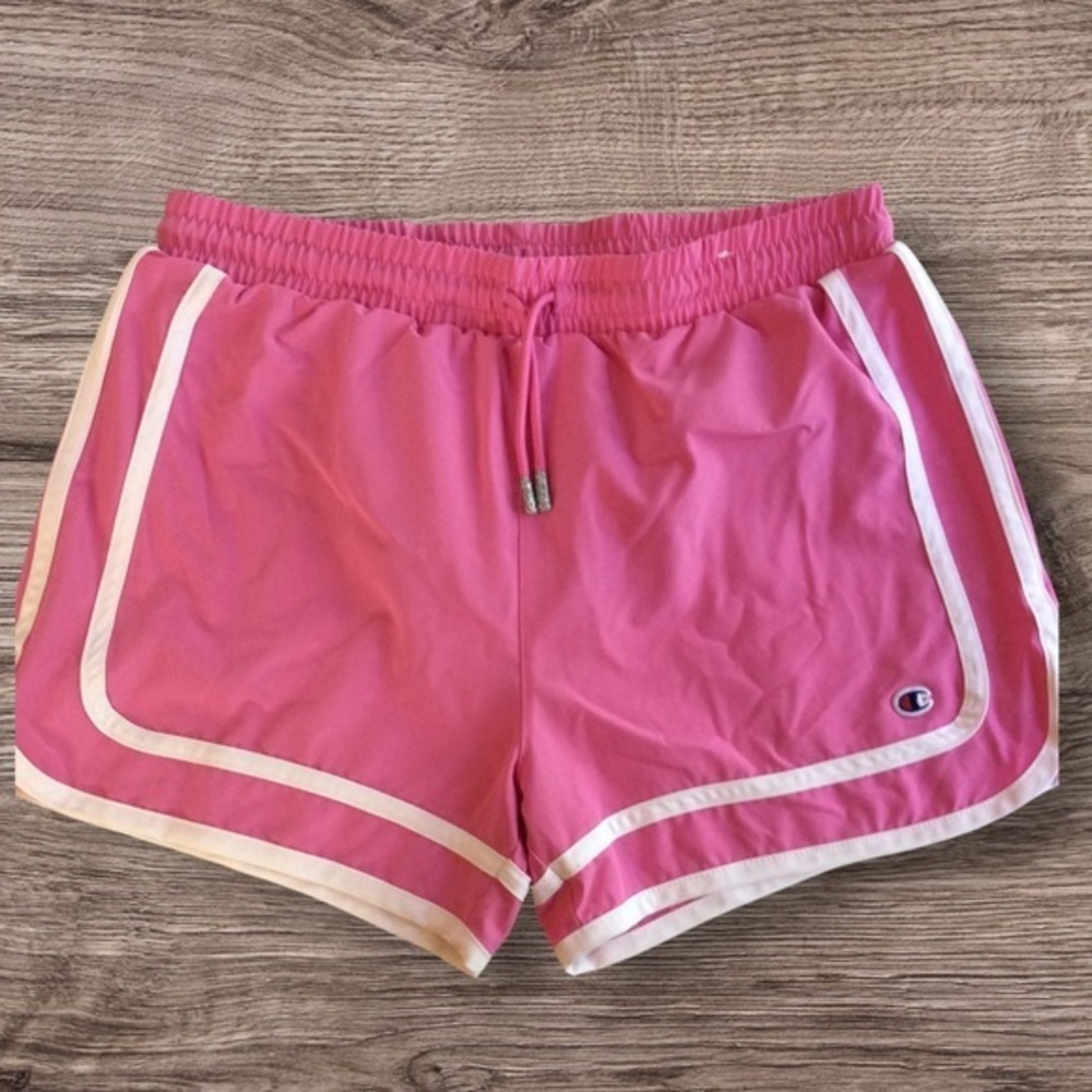 Champion pink built-in brief shorts. XL 14–16.